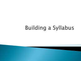 Building a Syllabus - Stephen F. Austin State University