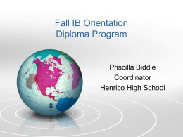 Fall Parent Orientation Program Diploma Program
