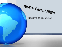 IBMYP Parent Night - Brandywine School District