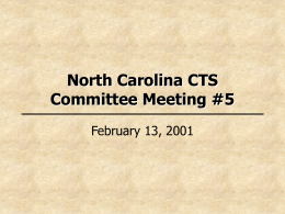 North Carolina CTS Committee Meeting #2