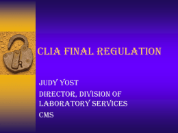 CLIA Final QC Regulations