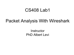 CS408 Lab1 Packet Analysis With Ethereal Instructor PhD