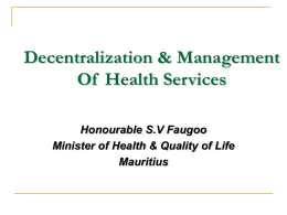 Decentralization & Management Of Health Services