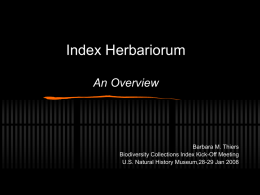 Index Herbariorum An Overview