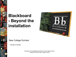 Blackboard: Beyond the Installation