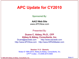 APC Update for CY2010