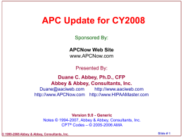 APC Update for CY2008