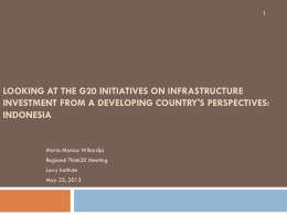 Looking at the G20 Initiatives on Infrastructure