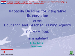 Capacity Building for Integrative Supervision at the