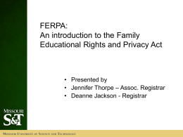 Family Educational Rights and Privacy Act: An Introduction