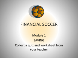 FINANCIAL SOCCER - Year 8 and 9 Mathematics, Science and