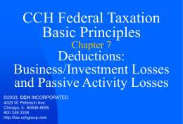 Deductions: Business/Investment Losses and Passive