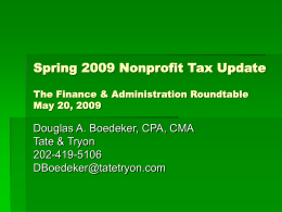 Spring 2009 Nonprofit Tax Update