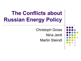The Conflicts about Russian Energy Policy