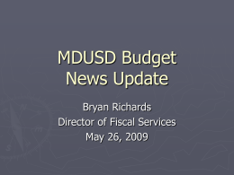 MDUSD Budget Update 5-26-2009
