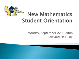 New Mathematics Student Orientation
