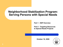 Using NSP Funds to Serve Special Needs Populations
