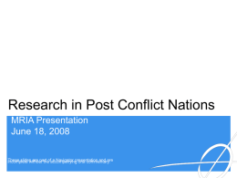 Research in Post Conflict Nations