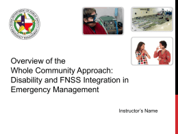 Functional Needs Support Services (FNSS): Overview