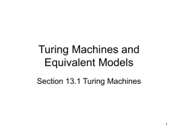 Turing Machines and Equivalent Models