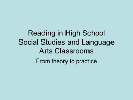 Reading in the Social Studies Classroom