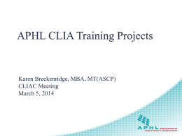 CLIA Training Awards Presentation to CLIAC 2014
