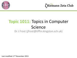 Topic 1011: Topics in Computer Science