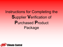 Supplier Verification of Purchased Product Training