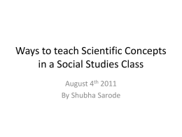 Ways to teach Scientific Concepts in a Social Studies Class