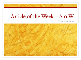 Article of the Week AoW
