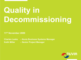 Quality in Decommissioning - Chartered Quality Institute
