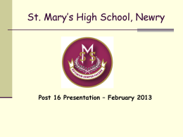 POST 16 STUDIES - St Marys Newry