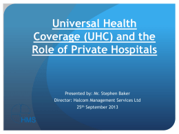 Universal Health Coverage (UHC) and the Role of Private
