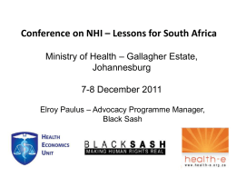 View our presentation to the National Health Insurance