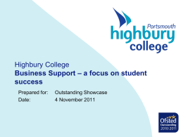 Highbury College A commanding position in Portsmouth