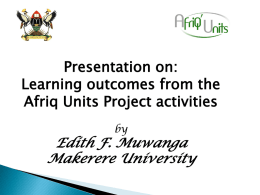 Presentation at the Afriq Units meeting