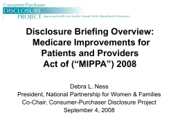 Disclosure Briefing Overview: Medicare Improvements for
