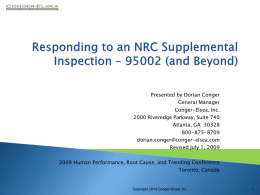 Responding to an NRC Supplemental Inspection – 95002 (and