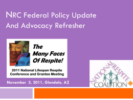 NRC Federal Policy Update and Advocacy refresher