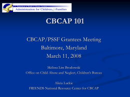 CBCAP Program Overview - FRIENDS National Resource Center