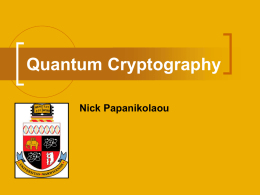 Quantum Cryptography - Computer Science Department