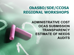 OkASBO/SDE/CCOSA REGIONAL WORKSHOPS