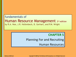 Chapter 005 Planning For & Recruiting Human Resources