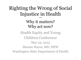 Righting the Wrong of Social Injustice in Health