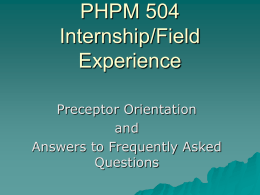 Preceptor Orientation