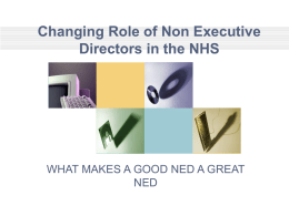 Changing Role of Non Executive Directors in the NHS