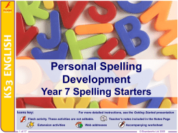 Personal Spelling Development