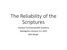 The Reliability of the Scriptures