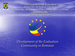 GOVERNMENT OF ROMANIA MINISTRY OF PUBLIC FINANCE …
