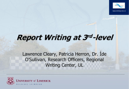 MSO Induction: Report Writing at 3rd Level